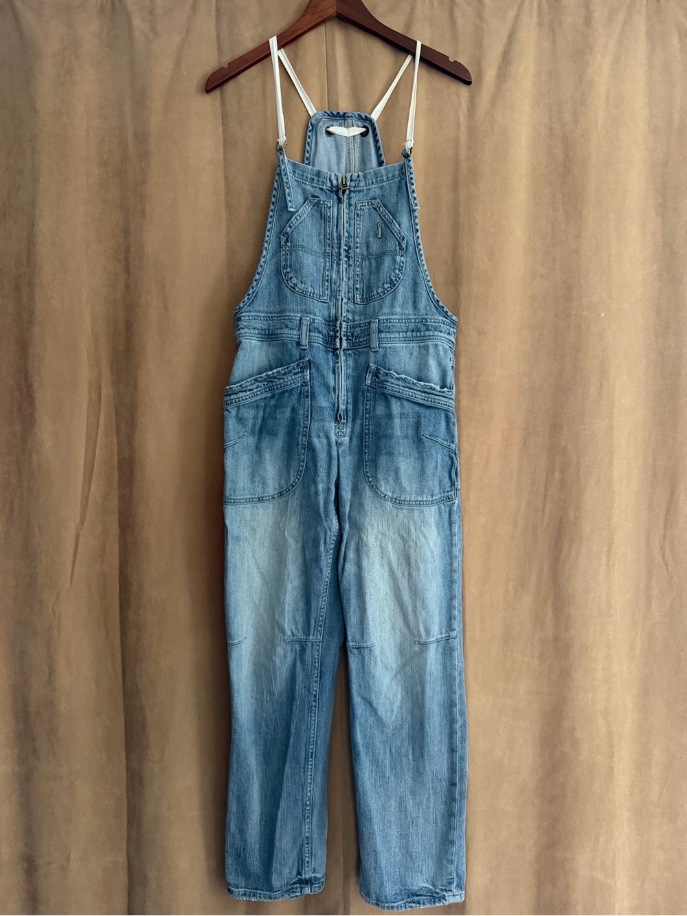 Pilcro Painters Overalls, Light Blue Relaxed Denim Overalls